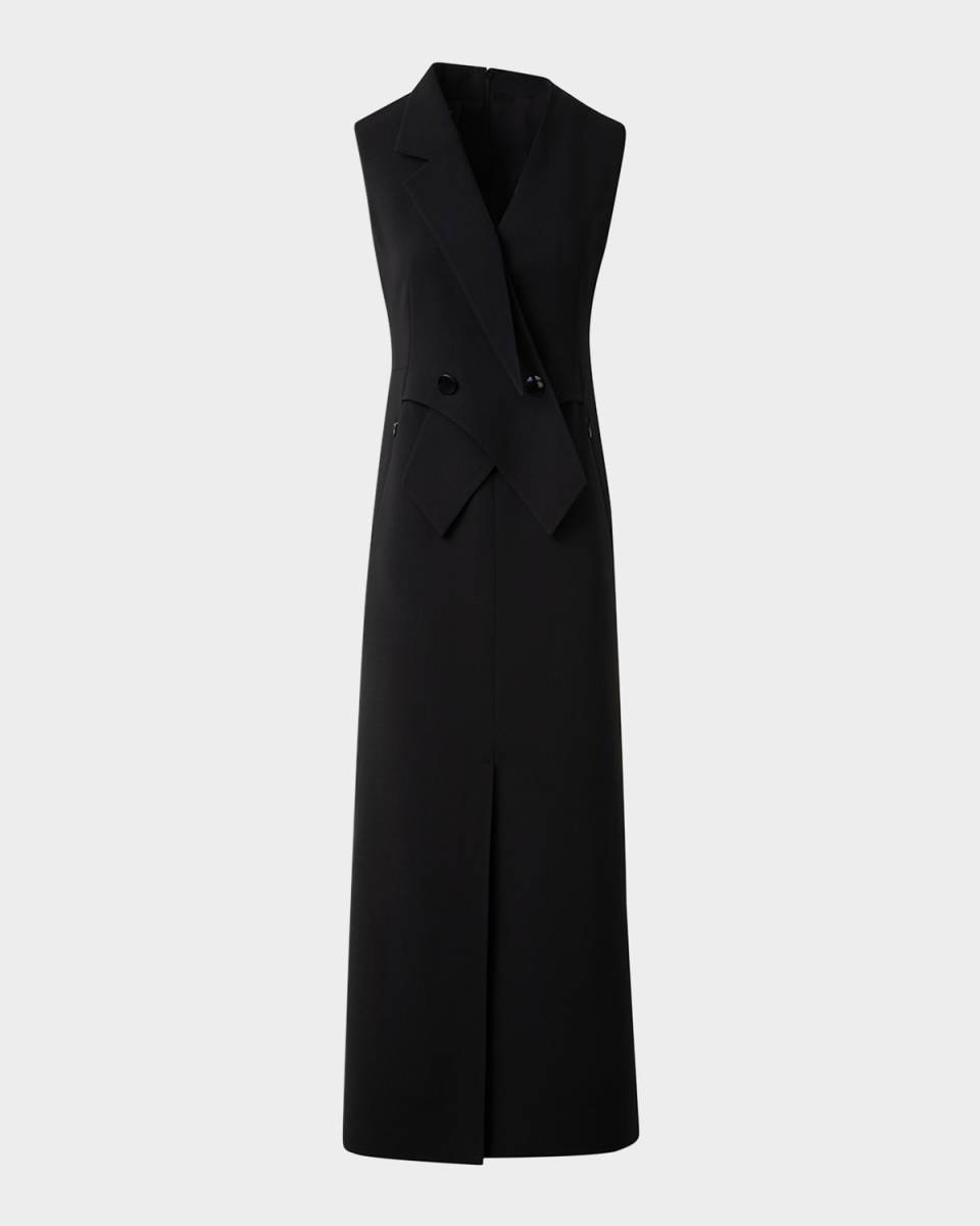 Double-Face Wool Midi Sheath Dress